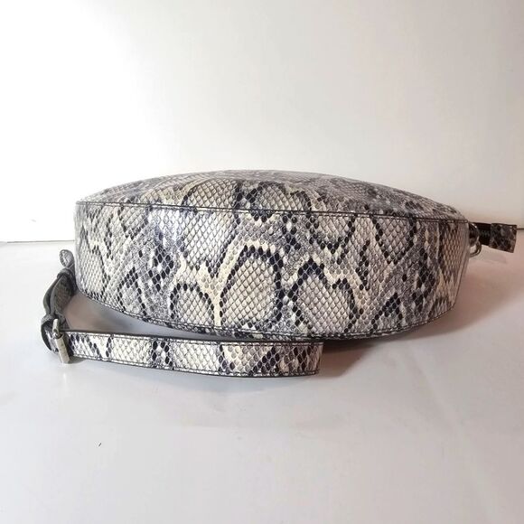 J Jill Leather Crescent Snakeskin Embossed Pattern  Shoulder Bag 12x3.5x4 - Picture 5 of 10